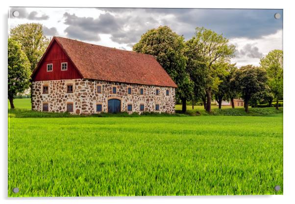 Stone barn in Sweden Acrylic by Antony McAulay