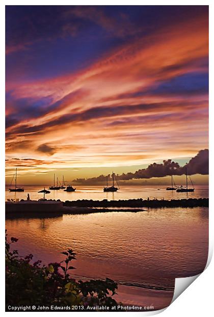 Crown Point Sunset, Tobago, West Indies Print by John Edwards