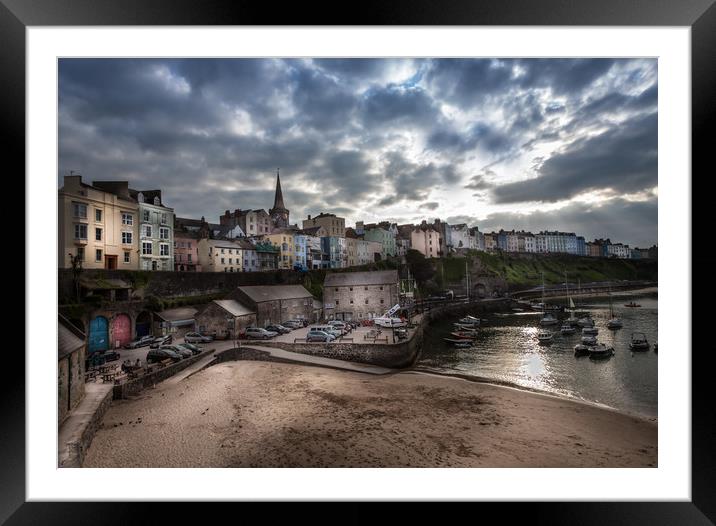 Evening Light at Tenby Harbour   Framed Mounted Print by paul holt