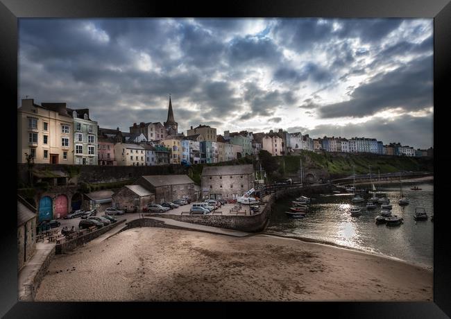 Evening Light at Tenby Harbour   Framed Print by paul holt