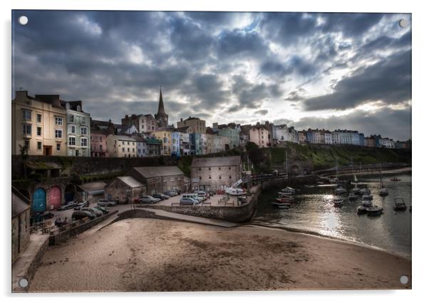 Evening Light at Tenby Harbour   Acrylic by paul holt