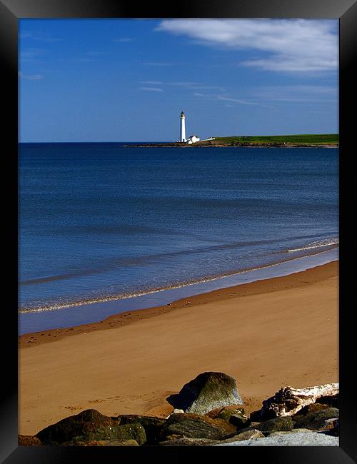 Montrose Beach And Scurdyness Lighthouse. Framed Print by Aj’s Images