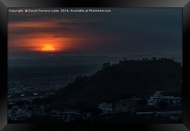 Guayaquil Aerial Landscape Sunset Scene Framed Print by Daniel Ferreira-Leite