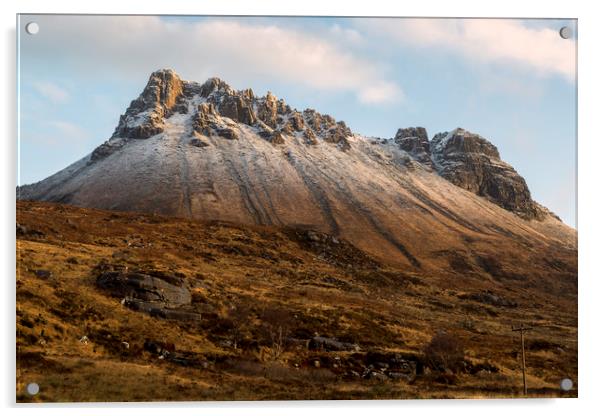 Stac Pollaidh in Winter Acrylic by Derek Beattie