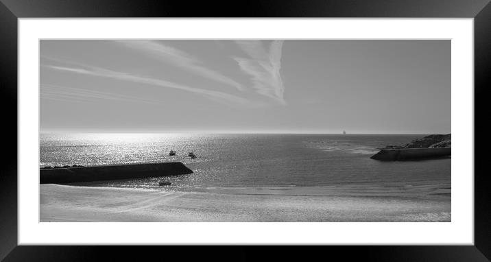 Lazy Days at Cullercoats in mono........... Framed Mounted Print by Naylor's Photography