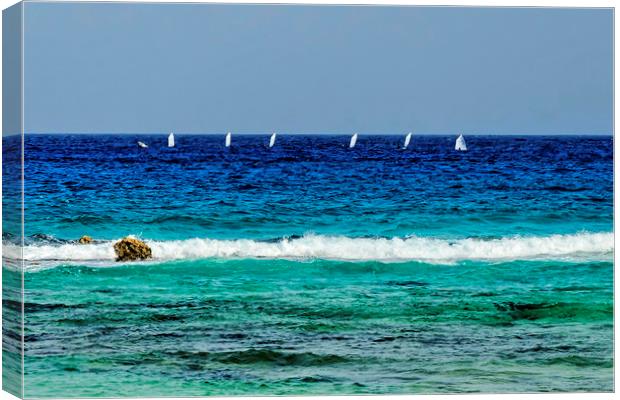 Surfboard Sailing Canvas Print by Valerie Paterson