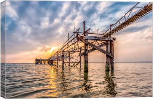 Totland Pier Sunset 4 Canvas Print by Wight Landscapes