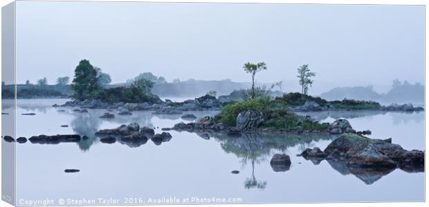 Morning Mist on lochan n h-Ahclaise Canvas Print by Stephen Taylor