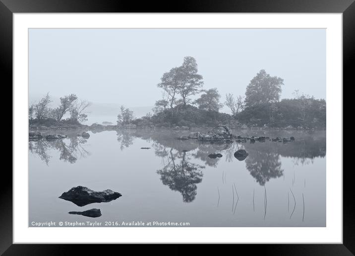 Lochan na h-achlaise trees Framed Mounted Print by Stephen Taylor