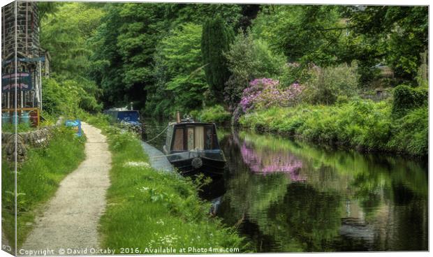 Canal boat at Mytholmroyd Canvas Print by David Oxtaby  ARPS