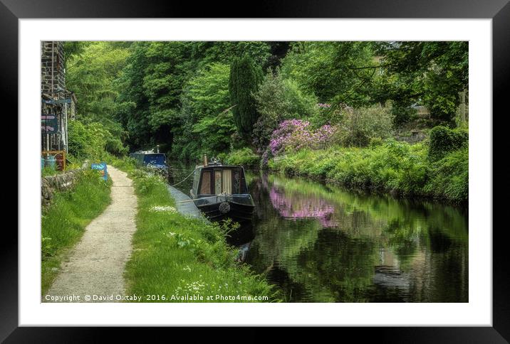 Canal boat at Mytholmroyd Framed Mounted Print by David Oxtaby  ARPS
