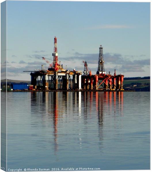 Oil Rigs on the Cromarty Firth Canvas Print by Rhonda Surman
