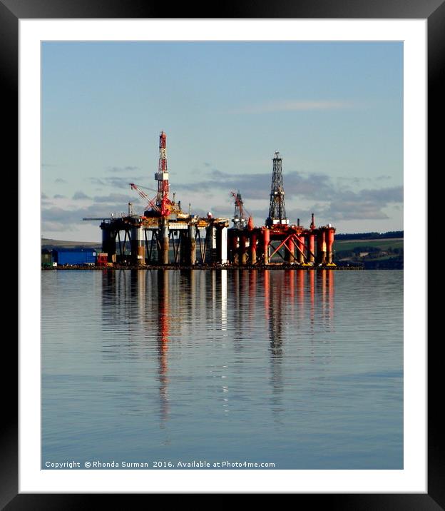 Oil Rigs on the Cromarty Firth Framed Mounted Print by Rhonda Surman