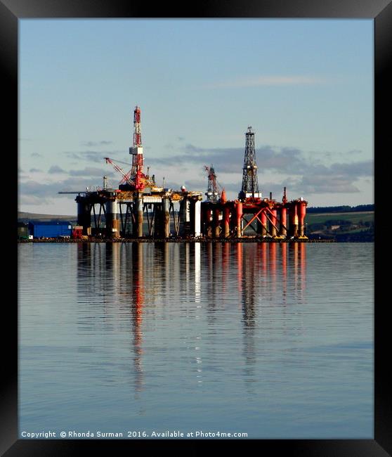 Oil Rigs on the Cromarty Firth Framed Print by Rhonda Surman