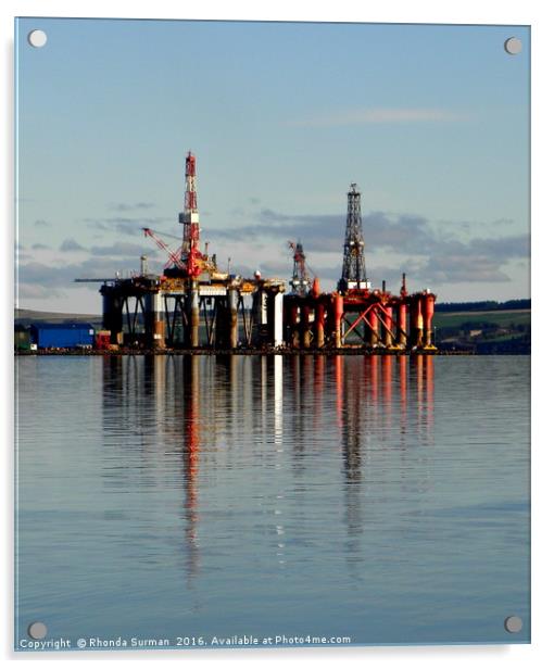 Oil Rigs on the Cromarty Firth Acrylic by Rhonda Surman
