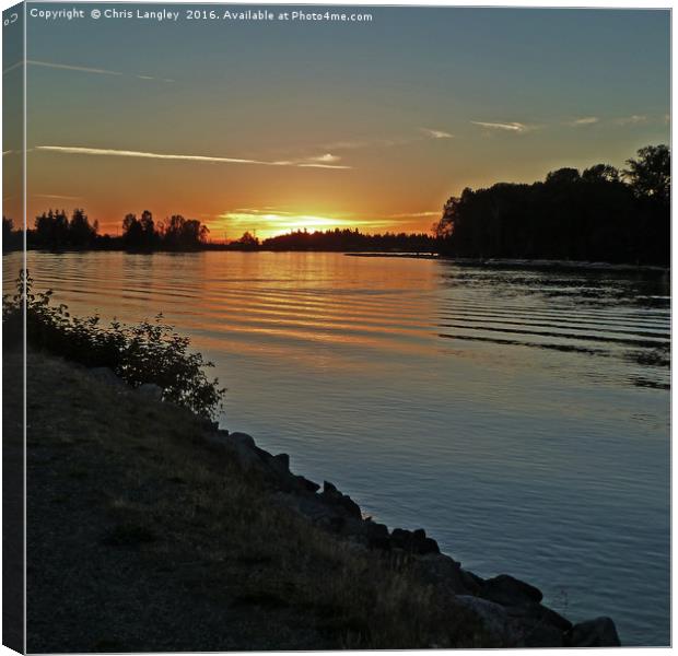 Dusk on the Fraser River, Richmond, Canada Canvas Print by Chris Langley