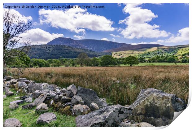 Welsh Mountains and Fields Print by Gordon Dimmer