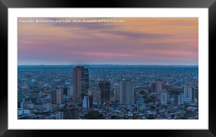 Guayaquil Aerial Cityscape View Sunset Scene Framed Mounted Print by Daniel Ferreira-Leite