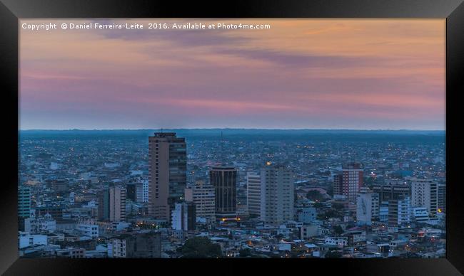 Guayaquil Aerial Cityscape View Sunset Scene Framed Print by Daniel Ferreira-Leite