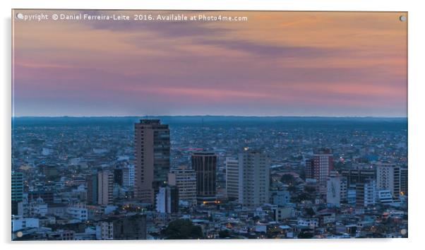 Guayaquil Aerial Cityscape View Sunset Scene Acrylic by Daniel Ferreira-Leite