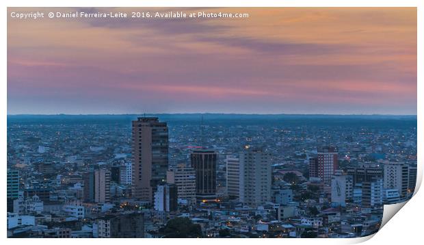 Guayaquil Aerial Cityscape View Sunset Scene Print by Daniel Ferreira-Leite