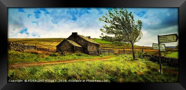 STONE  BARN ON THE MOORS Framed Print by ROS RIDLEY