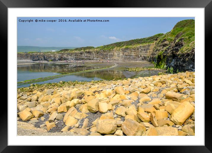 low tide rock pools Framed Mounted Print by mike cooper