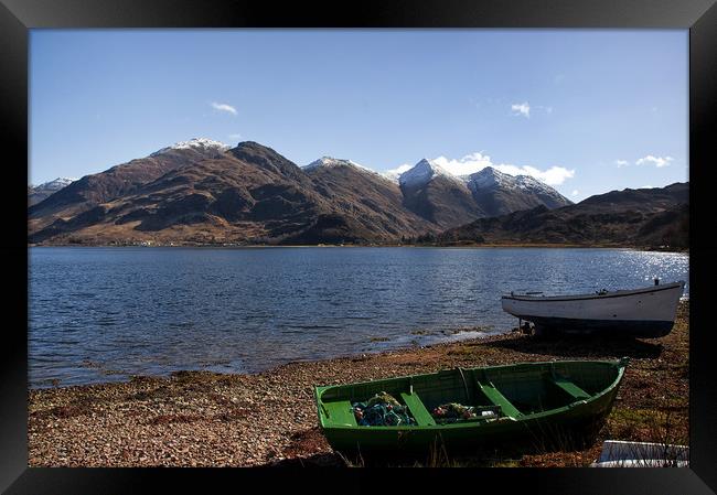 Green Boat by Loch Duich Framed Print by Jacqi Elmslie