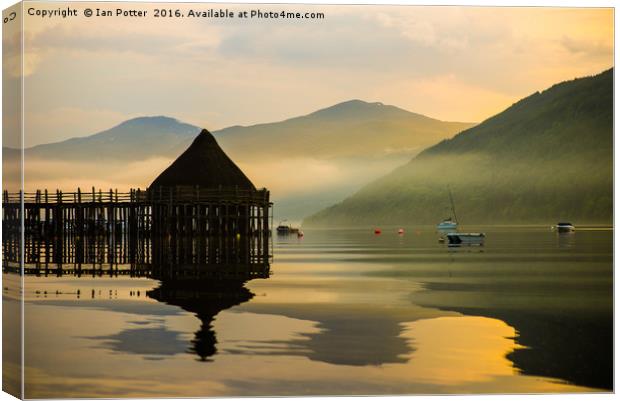 The Loch Tay Crannog Canvas Print by Ian Potter