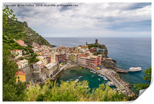 Looking Down On Vernazza, Italy Print by Ian Collins