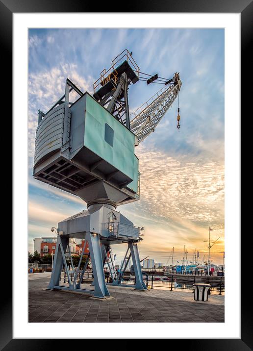 Dockyard Crane Gunwharf Quays Framed Mounted Print by Wight Landscapes