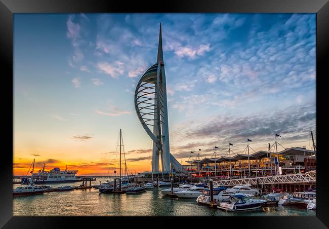 Gunwharf Quays Sunset Framed Print by Wight Landscapes