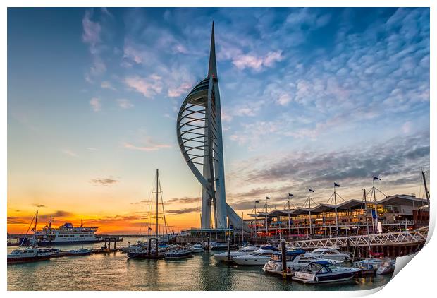 Gunwharf Quays Sunset Print by Wight Landscapes