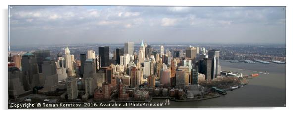 New York. Helicopter view of lower Manhattan Skyli Acrylic by Roman Korotkov