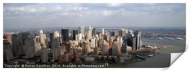 New York. Helicopter view of lower Manhattan Skyli Print by Roman Korotkov