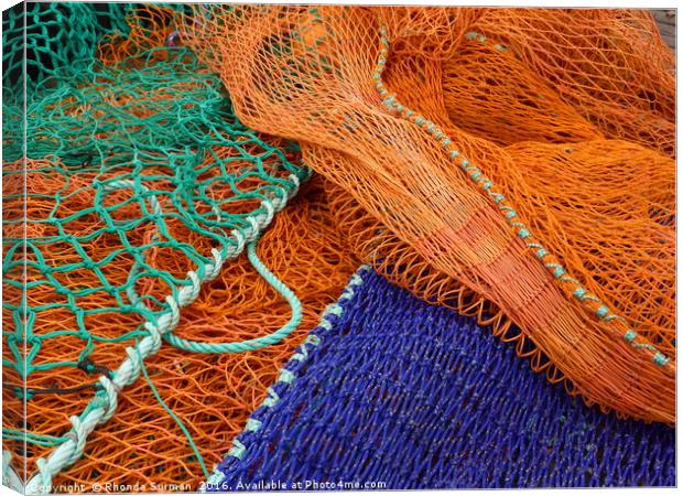 Colourful fishing nets Canvas Print by Rhonda Surman