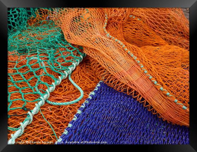 Colourful fishing nets Framed Print by Rhonda Surman