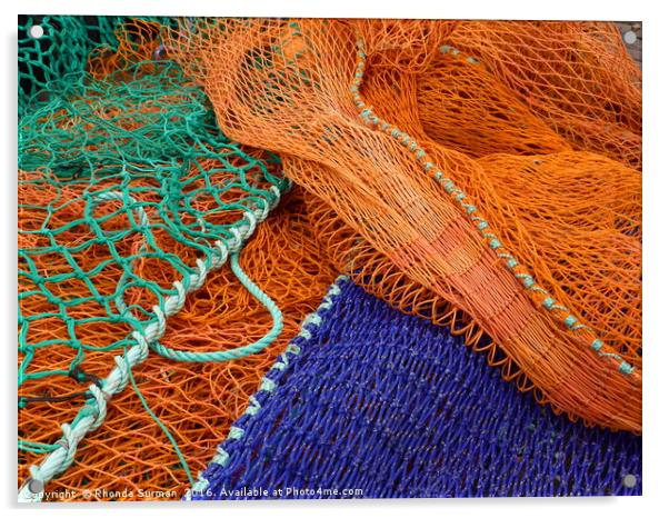 Colourful fishing nets Acrylic by Rhonda Surman