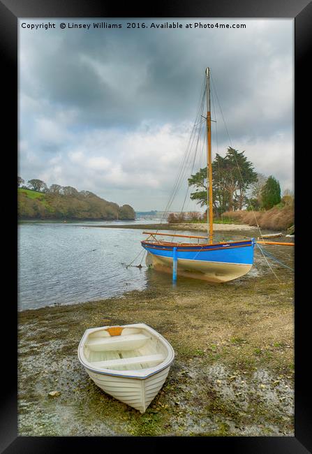 Boats On The Beach Framed Print by Linsey Williams