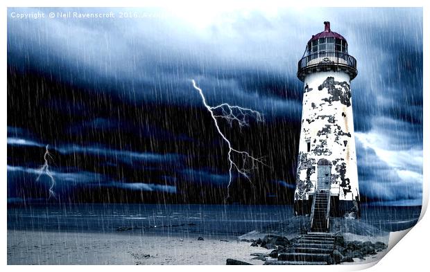 Point of Ayr Lighthouse at Talacre, Flintshire Print by Neil Ravenscroft