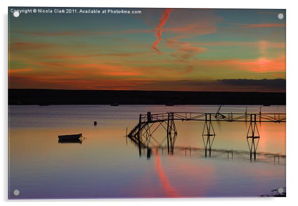 Sunset Over The Fleet Dorset Acrylic by Nicola Clark