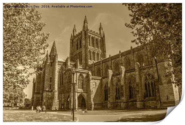 Hereford Cathedral Print by Chris Day