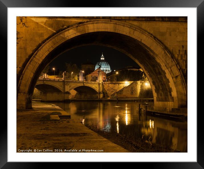 St Peter's through an Arch on the Tiber, Italy Framed Mounted Print by Ian Collins