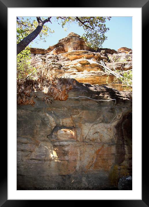 Aboriginal Rock Art in the Landscape Framed Mounted Print by Carole-Anne Fooks