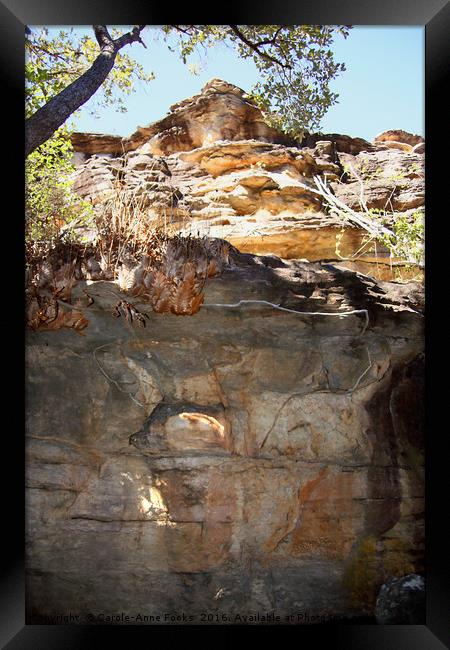 Aboriginal Rock Art in the Landscape Framed Print by Carole-Anne Fooks