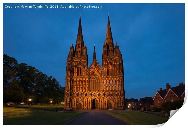 Lichfield cathedral  Print by Alan Tunnicliffe