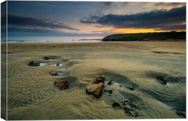 Low tide at Perranporth Canvas Print by Michael Brookes