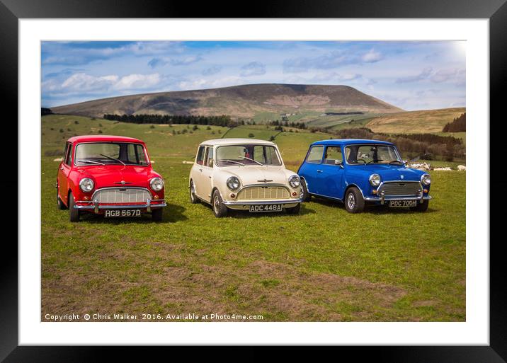 Classic Minis with Pendle Hill Framed Mounted Print by Chris Walker