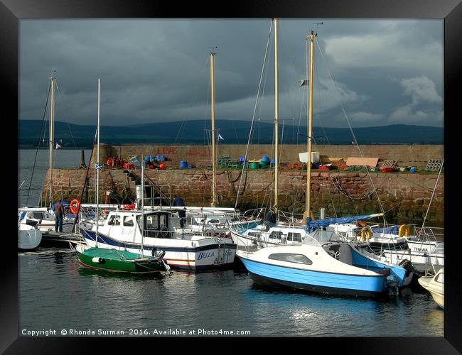 A grey day at Cromarty Harbour Framed Print by Rhonda Surman