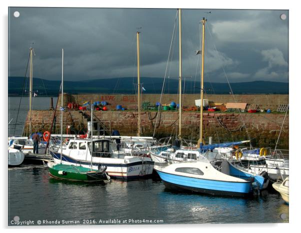 A grey day at Cromarty Harbour Acrylic by Rhonda Surman